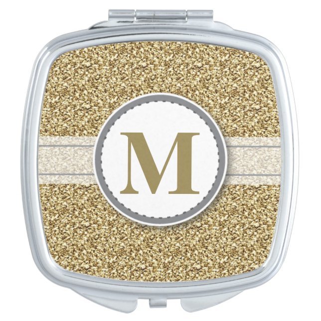 Glitter Design Compact Mirror Bridal Party Gift (Front)