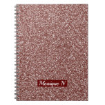 Glitter Design Rose Gold Monogram Notebook