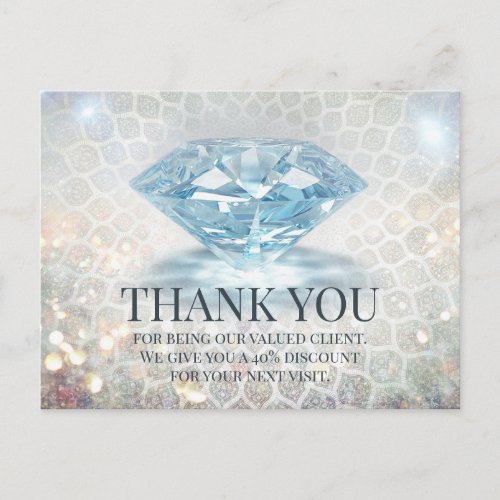 Glitter Diamond Gemstone Jewelry Designer Thank U  Postcard