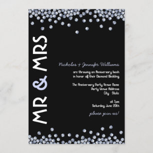 Glitter Diamond Wedding Anniversary Invitations