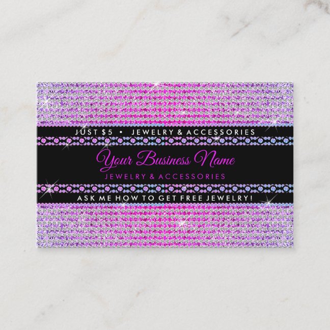 Glitter Diamonds Girly Jewelry Business Card