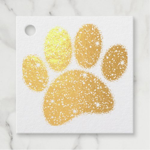 Glitter Dog Paw Print Foil Favor Tags