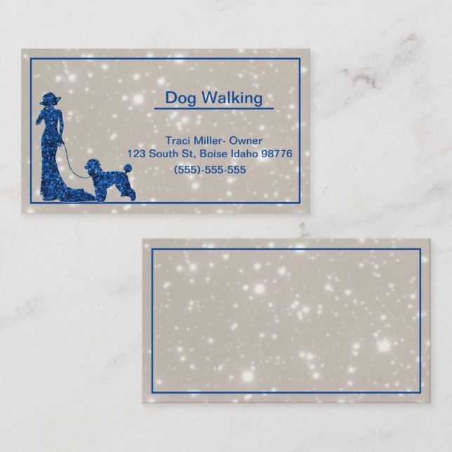 Glitter Dog Walking Business Card (Front/Back)