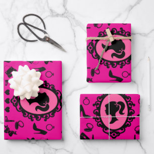 Glitter Doll Birthday Glam Fashion  Wrapping Paper Sheets