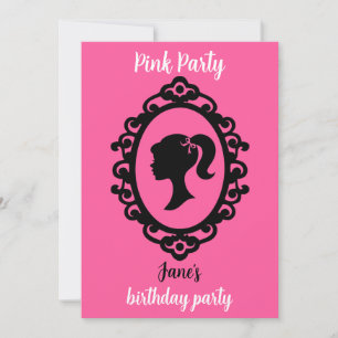 Glitter Doll Birthday Pink Glam Fashion Invitation