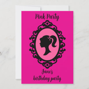 Glitter Doll Birthday Pink Glam Fashion Invitation