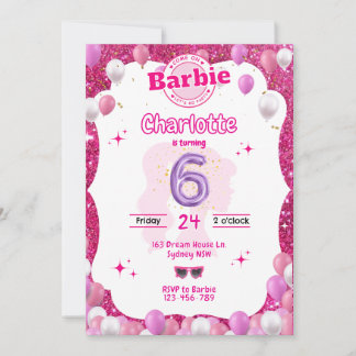 Glitter Doll Inspired Birthday Invitation