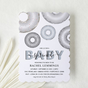 Glitter Donut Baby Sprinkle Boy Baby Shower Invitation