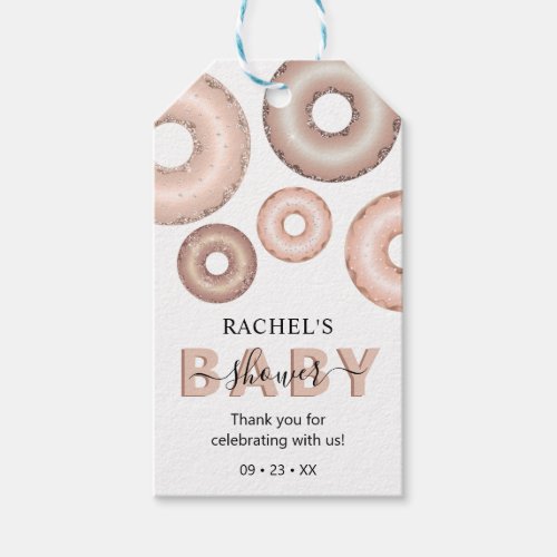 Glitter Donut Baby Sprinkle Girl Baby Shower Gift Tags