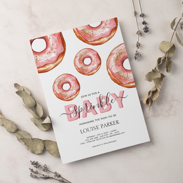 Glitter Donut Baby Sprinkle Girl Baby Shower Invitation (Creator Uploaded)