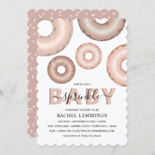 Glitter Donut Baby Sprinkle Girl Baby Shower Invitation