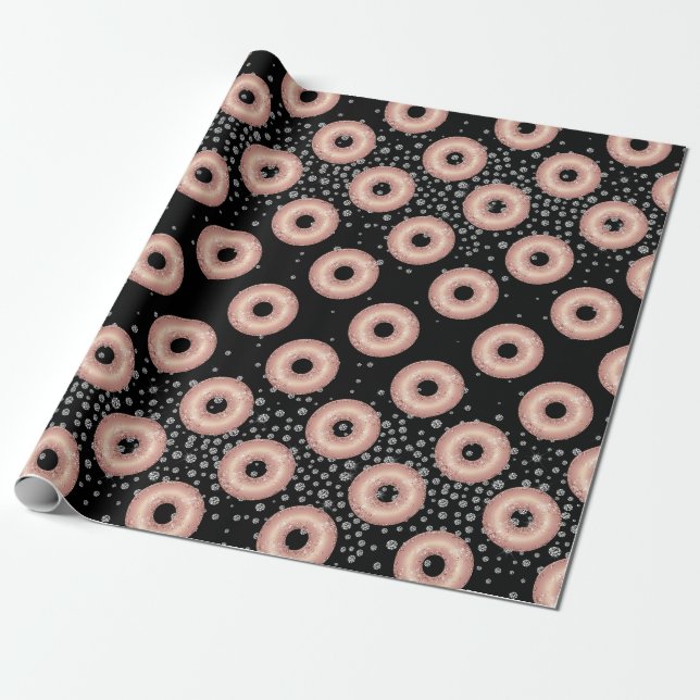 Glitter Donut Confetti Pattern Wrapping Paper (Unrolled)