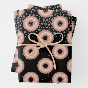 Glitter Donut Confetti Pattern Wrapping Paper Sheets