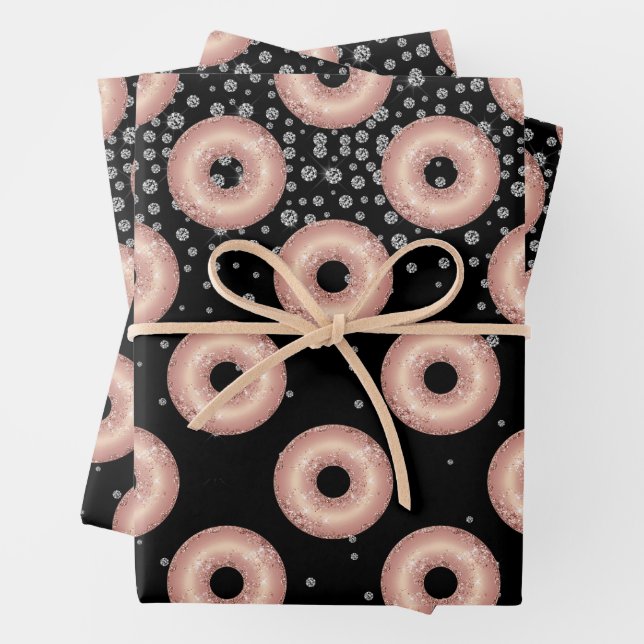 Glitter Donut Confetti Pattern Wrapping Paper Sheets (In situ)