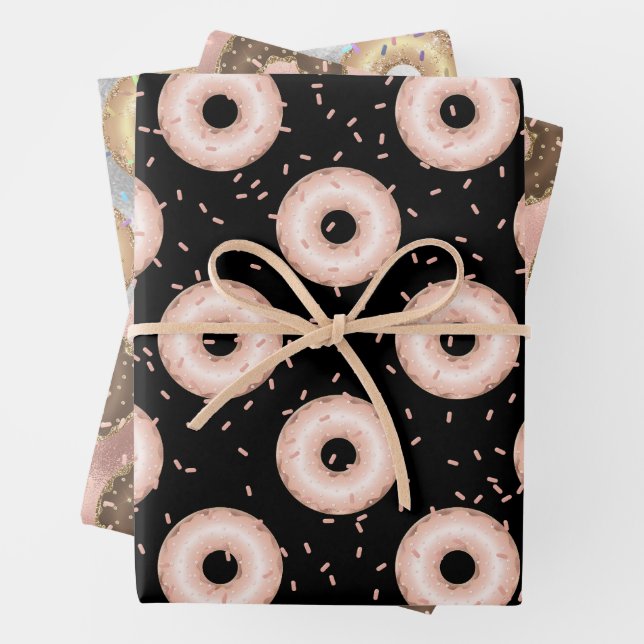 Glitter Donut  Pattern Wrapping Paper Sheets (In situ)