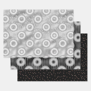 Glitter Donut Pattern Wrapping Paper Sheets