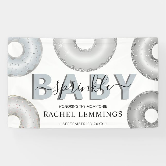 Glitter Donut Sprinkle Boy Baby Shower Banner (Horizontal)