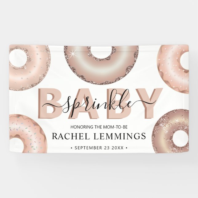 Glitter Donut Sprinkle Girl Baby Shower Banner (Horizontal)