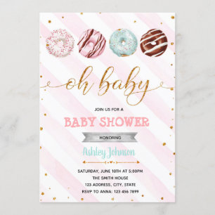 Glitter donuts baby shower party invitation