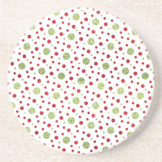 Glitter Dots in Christmas Red and Green Glitter Coaster