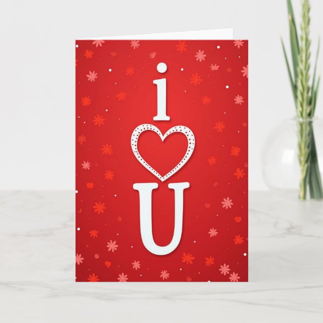 Glitter Dotted I Love U Card (Front)