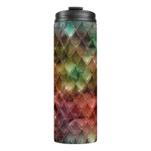 Glitter Dragon Scale Pattern Thermal Tumbler