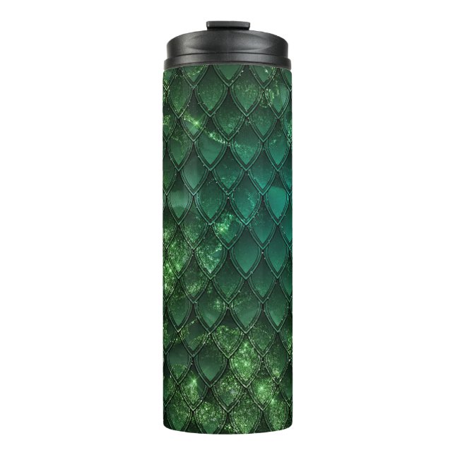 Glitter Dragon Scale Pattern Thermal Tumbler (Front)