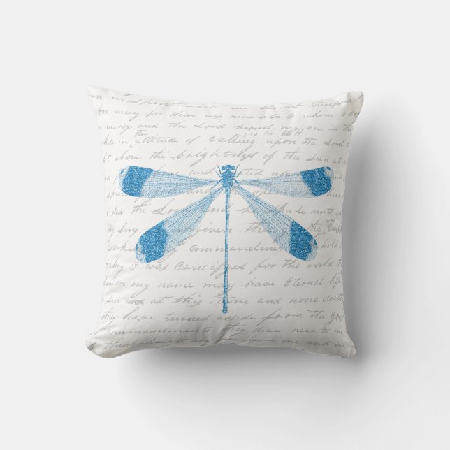 Glitter Dragonfly Throw Pillow (Front)