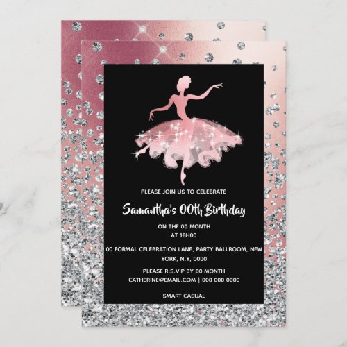 Glitter dress black pink silver diamond sparkle invitation