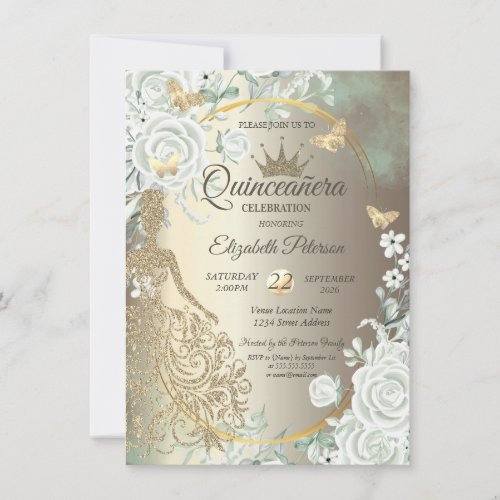Glitter Dress,Butterfly Green Roses Quinceañera
