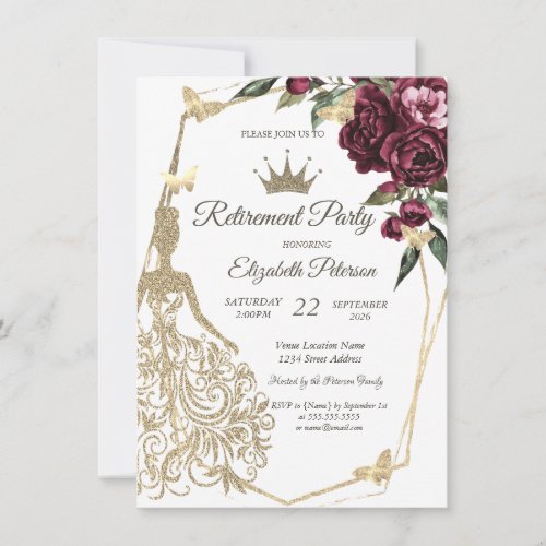 Glitter Dress,Butterfly Roses Burgundy Retirement 