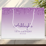 Glitter Drip 18th Birthday Purple Large Gift Bag<br><div class="desc">This chic 18th birthday party gift bag features a sparkly purple faux glitter drip border and purple ombre background. Personalize it with her name in handwriting script,  along with her birthday and date below.</div>