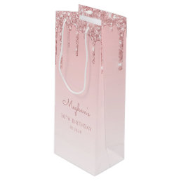 Glitter Drip 30th Birthday Pink Wine Gift Bag