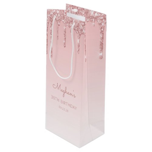 Glitter Drip 30th Birthday Pink Wine Gift Bag