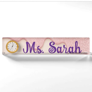 Glitter Drip Desk Name Plate