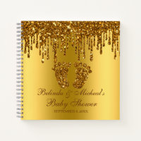 Glitter Drip Gold Feet Baby Shower Guestbook Notebook