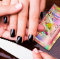 Glitter Drip Holograph Nail Manicure Floral