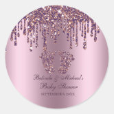 Wedding Cake Glitter Drip Purple Bakery Classic Round Sticker