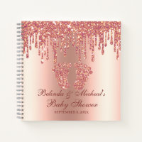 Glitter Drip Rose Gold Feet Baby Shower Guestbook Notebook