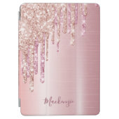 Glitter drip rose gold metallic name girly iPad air cover (Front)