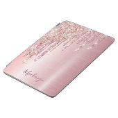 Glitter drip rose gold metallic name girly iPad air cover (Side)