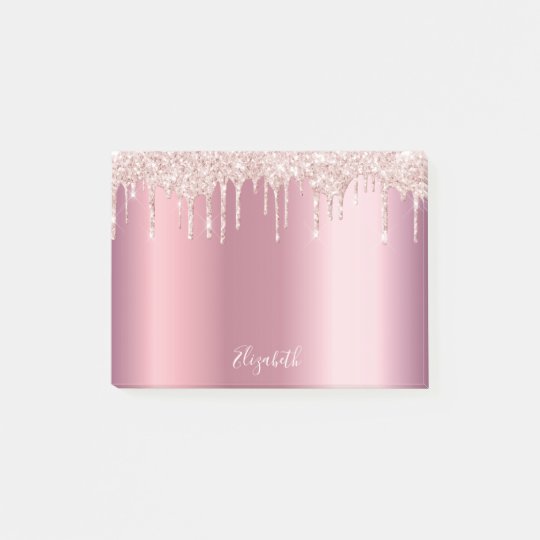 Download Glitter drip rose gold pink metallic glam name post-it ...