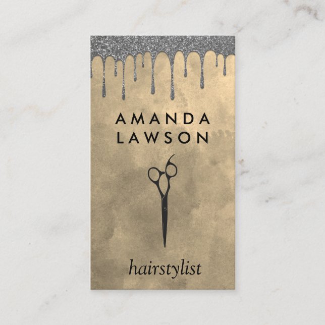 Glitter Drip | Scissors Logo Business Card (Front)