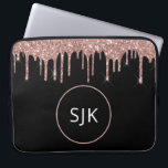 Glitter Drips Blush Pink Rose Gold Monogram Laptop Sleeve<br><div class="desc">Blush Pink - Rose Gold and Black Faux Glitter and Sparkle Elegant Monogrammed Initials Case. This case can be customized to include your initial and first name.</div>