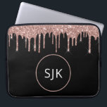 Glitter Drips Blush Pink Rose Gold Monogram Laptop Sleeve<br><div class="desc">Blush Pink - Rose Gold and Black Faux Glitter and Sparkle Elegant Monogrammed Initials Case. This case can be customized to include your initial and first name.</div>