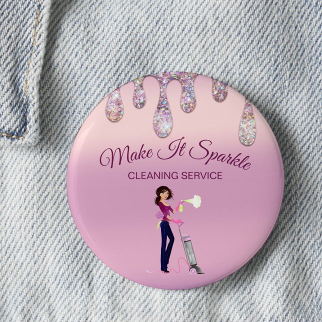 Glitter Drips Cartoon Maid Cleaning Service Button (Creator Uploaded)