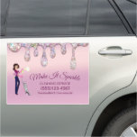 Glitter Drips Cartoon Maid Cleaning Service Car Magnet at Zazzle