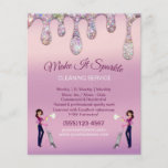 Glitter Drips Cartoon Maid Cleaning Service Flyer<br><div class="desc">Glitter Drips Cartoon Maid Cleaning Services Business Flyers. Stand out and attract more clients with these cute cleaning business flyers.  Personalize them to make them your very own.</div>