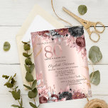 Glitter Drips Chic Floral 80th Birthday  Invitation<br><div class="desc">A modern,  chic and glamorous invitation with glitter drips,  and flowers on a rose gold background.</div>