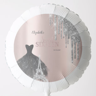 Glitter Drips,Dress,Eiffel Tower Sweet 16 Balloon